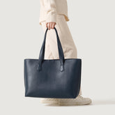 Women Blue Leather Tote Bag